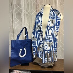 NFL Indianapolis Colts Blue & White Fleece Scarf with Tote (17x15) scarf 68”L